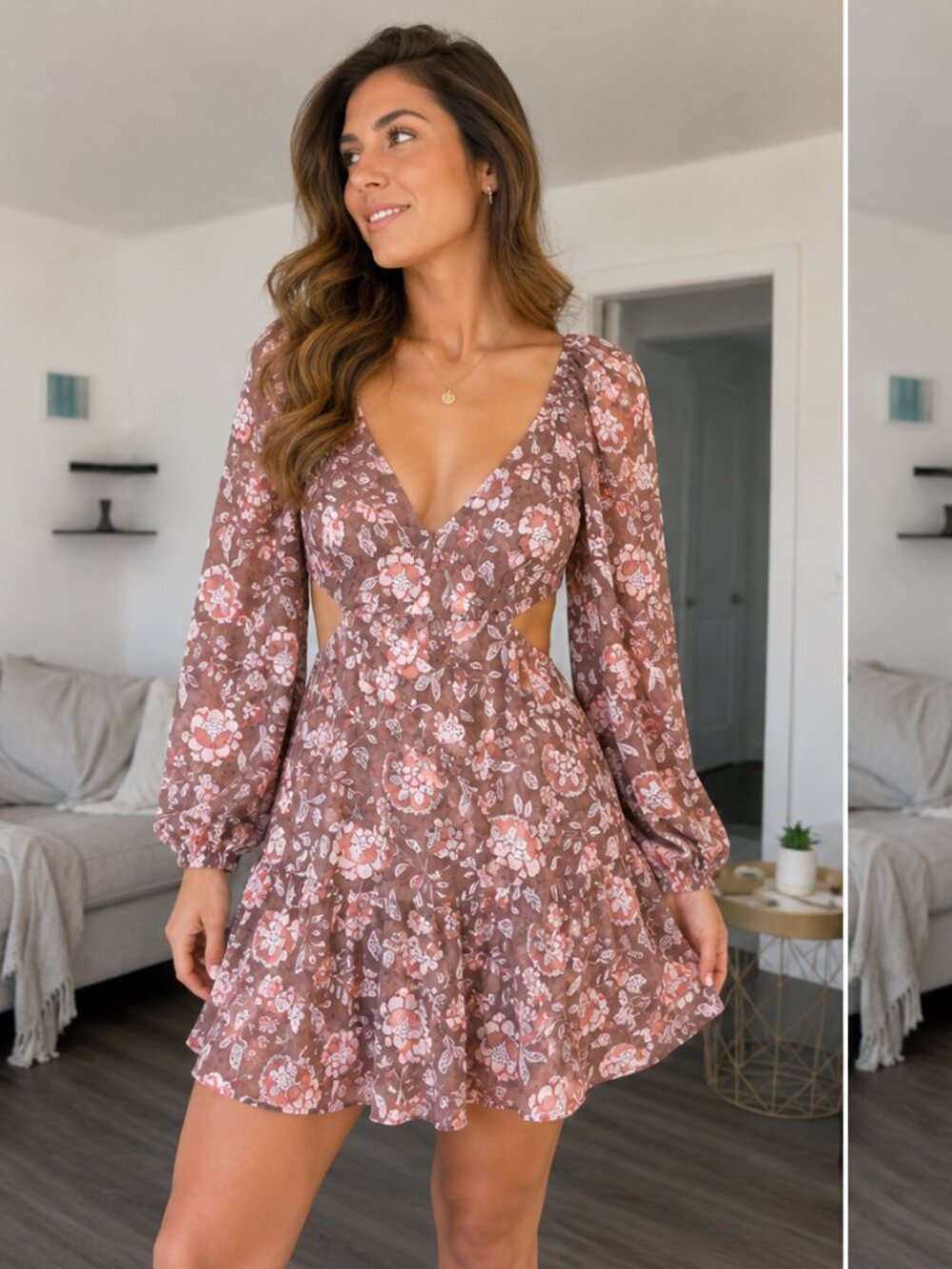Dynamite Floral Cut-Out Mini Dress NWT XXS